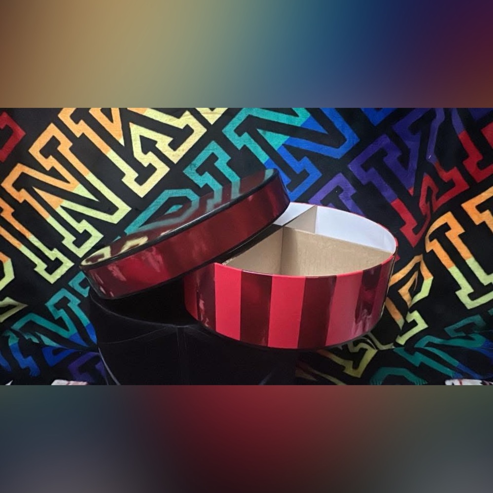 Red and Black Striped Hat Box/ Display